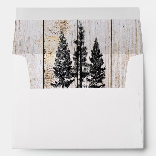 Rustic Pine Trees Wooden Simple Country Wedding Envelopes (Back (Bottom))