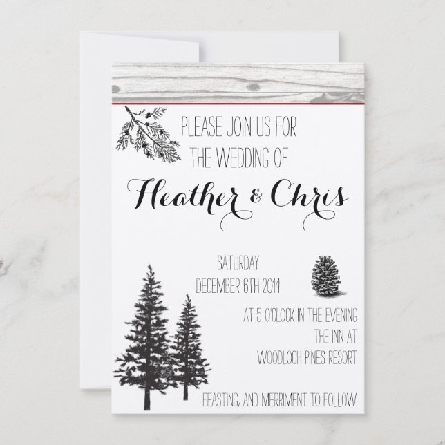 Rustic Pine Wedding Invitation (Front)