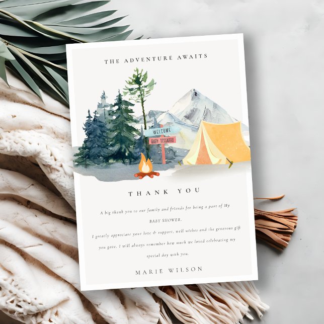 Rustic Pine Woods Camping Mountain Baby Shower Thank You Card (Creator Uploaded)