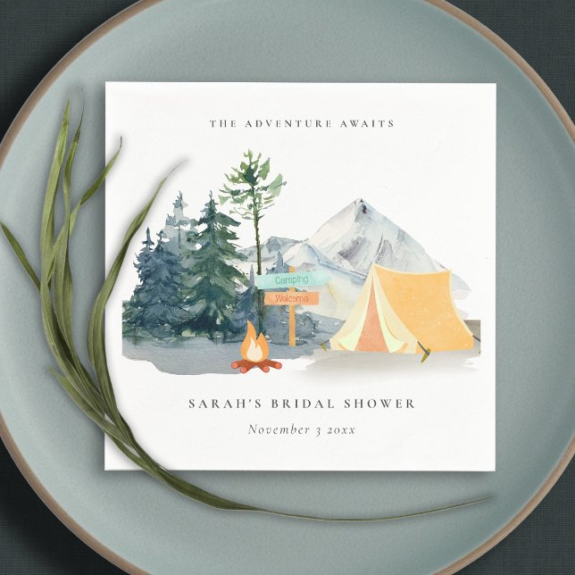 Rustic Pine Woods Camping Mountain Bridal Shower Napkin (Creator Uploaded)