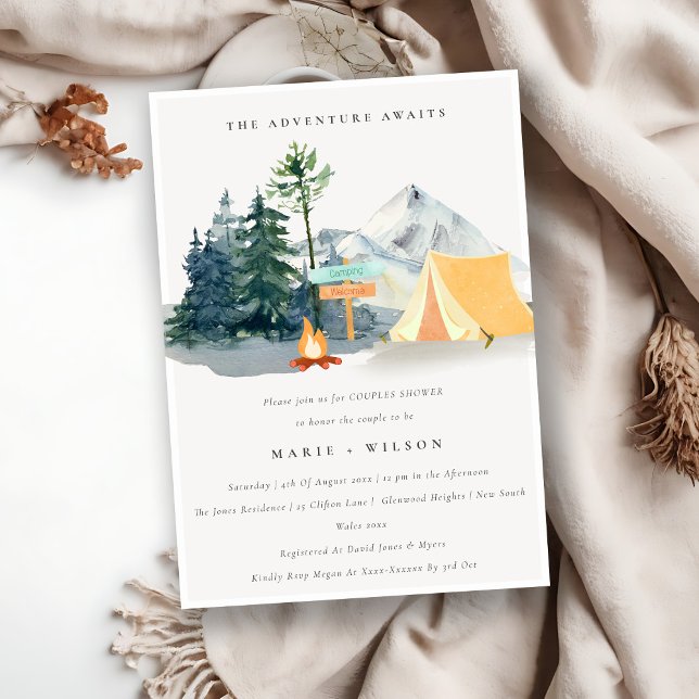 Rustic Pine Woods Camping Mountain Couples Shower Invitation (Creator Uploaded)