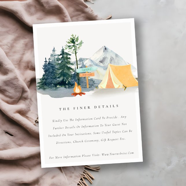 Rustic Pine Woods Camping Mountain Wedding Details Enclosure Card (Creator Uploaded)