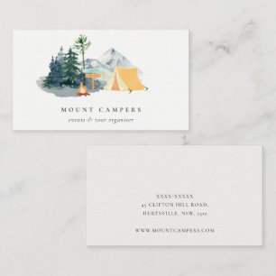 Rustic Pine Woods Watercolor Camping Mountain Camp Business Card