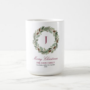 Rustic Pine Wreath Christmas Coffee Mug