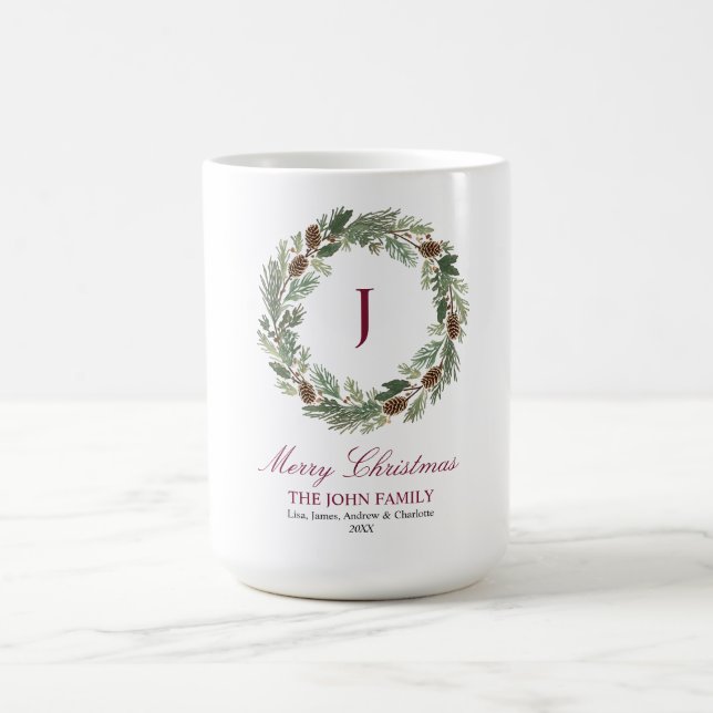 Rustic Pine Wreath Christmas Coffee Mug (Center)