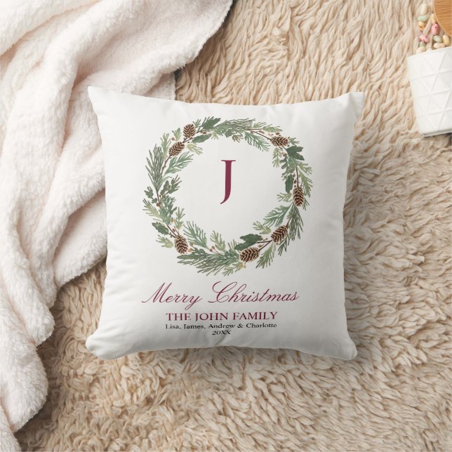 Rustic Pine Wreath Christmas Cushion (Blanket)
