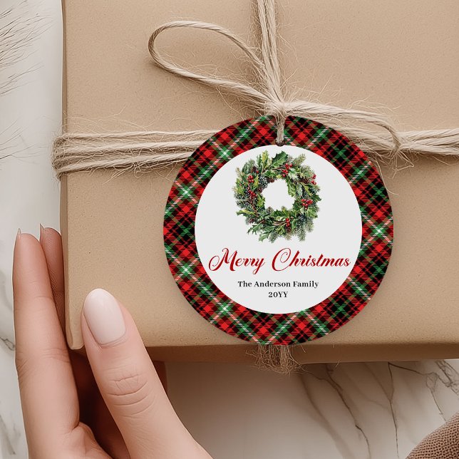 Rustic Pine Wreath Christmas Tag Personalized (Rustic Pine Wreath Christmas Tag Personalized)