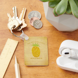 Rustic Pineapple Beach House Key Ring