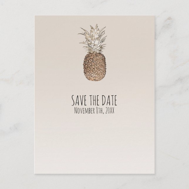 Rustic Pineapple Tropical Hawaiian Save The Date Announcement Postcard (Front)