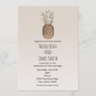 Rustic Pineapple Tropical Hawaiian Wedding Invitation