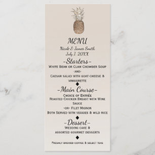 Rustic Pineapple Tropical Hawaiian Wedding Menu