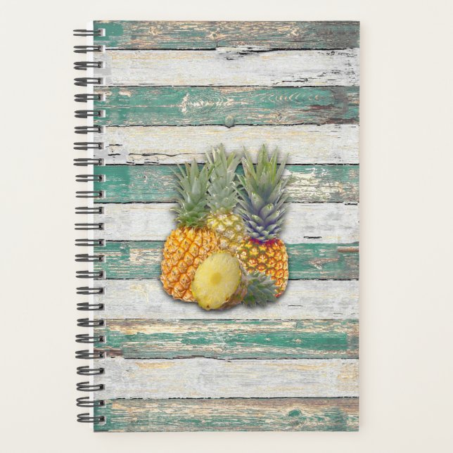 Rustic Pineapples (Teal) Planner (Front)