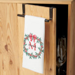 Rustic Pinecone | Bauble Christmas Wreath Monogram Tea Towel<br><div class="desc">Classy rustic pine Christmas holiday wreath with pinecones,  berries and baubles stars and a big top red bow.  Ready to monogram with your name and initial.  Composite design by Holiday Hearts Designs (rights reserved).</div>