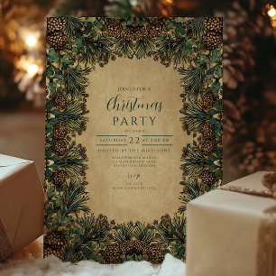 Rustic Pinecone Botanical Christmas Invitation