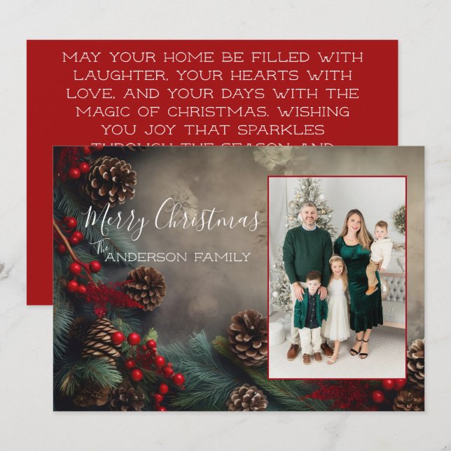 Rustic Pinecone Christmas Card  (Front/Back)