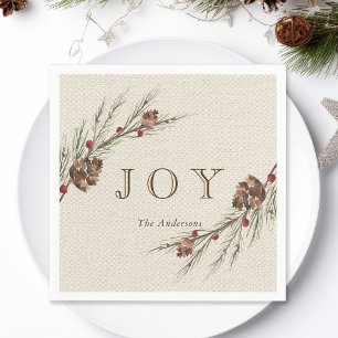 Rustic Pinecone Christmas Holiday Paper Napkin