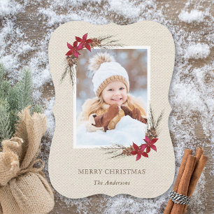 Rustic Pinecone Christmas Holiday Photo Card