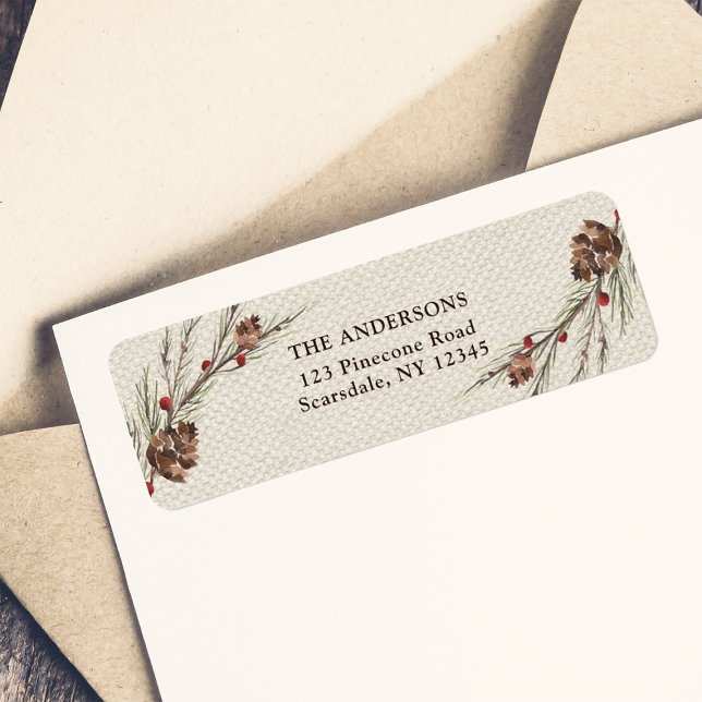 Rustic Pinecone Christmas Holiday Return Address Label (Creator Uploaded)