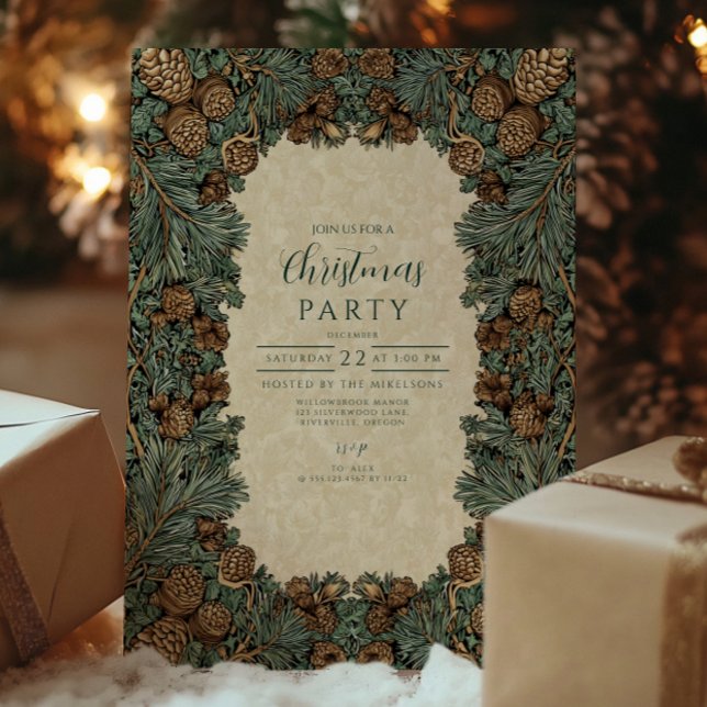 Rustic Pinecone Evergreen Christmas Invitation (Creator Uploaded)