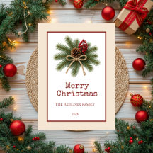 Rustic Pinecone & Evergreen Merry Christmas