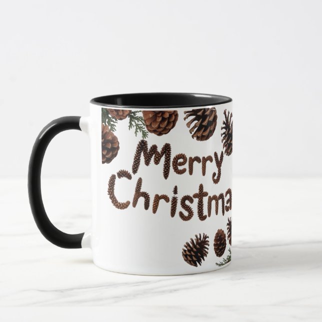 Rustic Pinecone Merry Christmas Combo Mug  (Left)