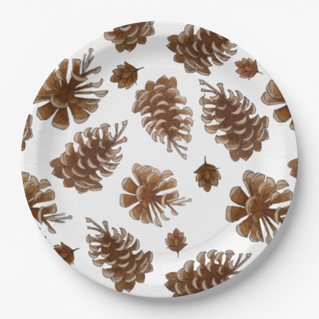 Rustic Pinecone Paper Plate (Front)