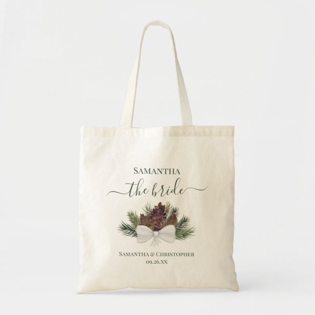 Rustic Pinecones Bouquet Elegant Bride Wedding Tote Bag (Front)