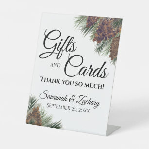 Rustic Pinecones & Branches Wedding Gifts & Cards Pedestal Sign