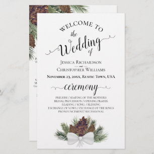 Rustic Pinecones Budget Wedding Program