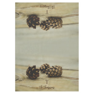 Rustic Pinecones Custom Family Name And Monogram Tablecloth