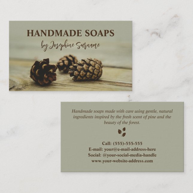 Rustic Pinecones Nature Photo Handmade Soap Maker Business Card (Front/Back)