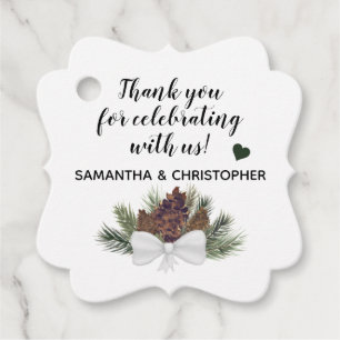 Rustic Pinecones & Pine Branches Wedding Thank You Favour Tags
