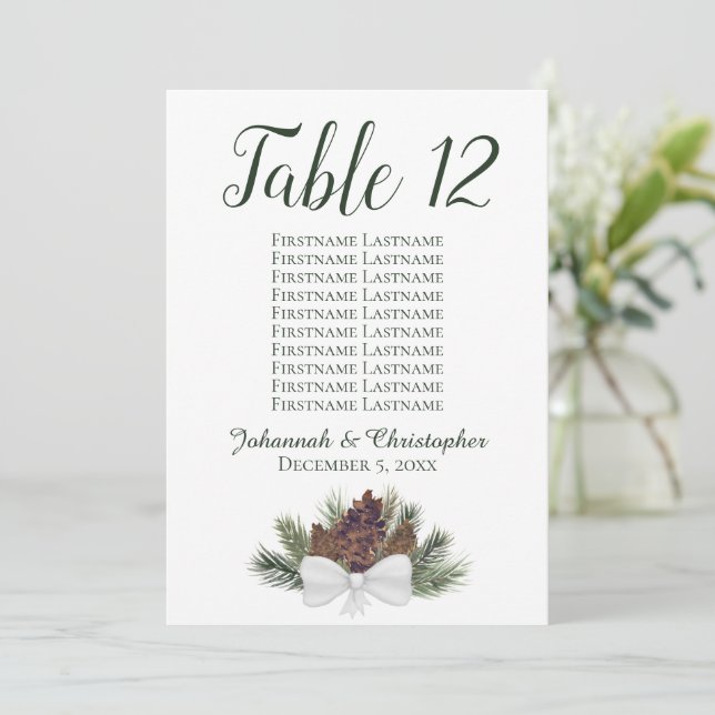 Rustic Pinecones Table Seating Chart Card Large (Standing Front)
