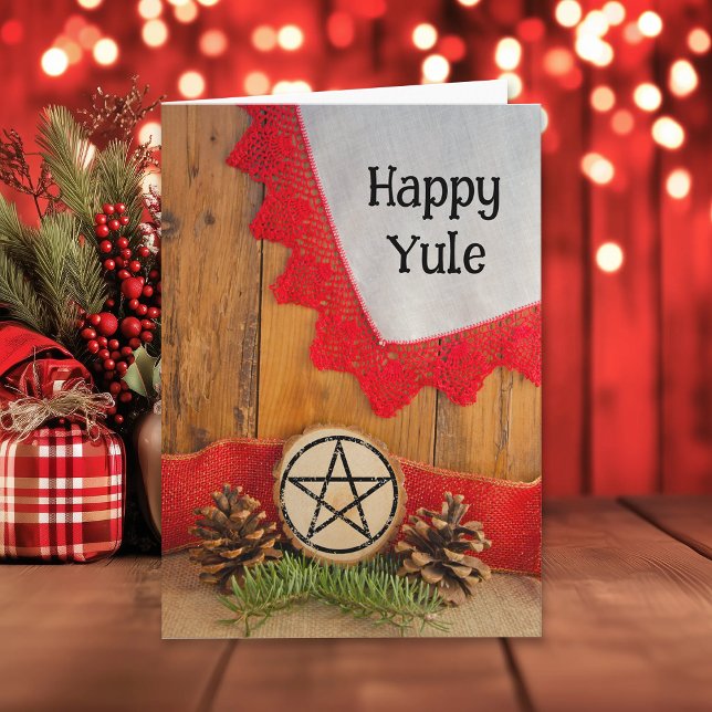 Rustic Pines Happy Yule Holiday Card (Creator Uploaded)