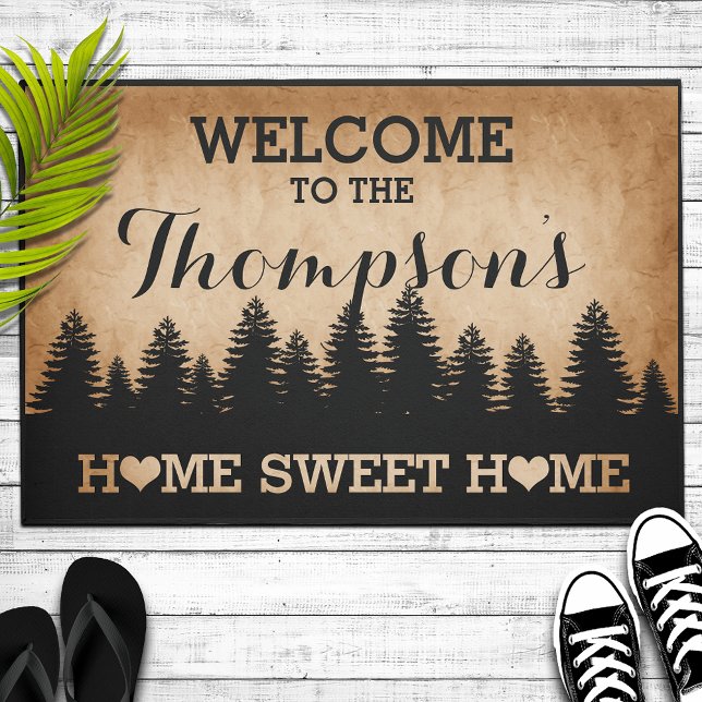 Rustic Pines Personalised (brown) Welcome Doormat (Creator Uploaded)