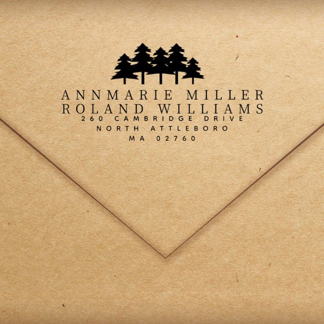 Rustic Pines Two Last Names Return Address  Rubber Stamp (Creator Uploaded)