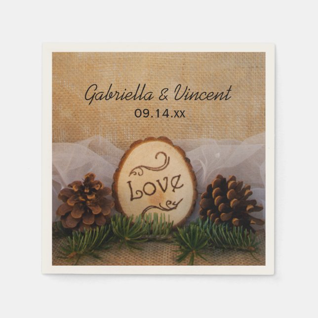 Rustic Pines Woodland Wedding Napkin (Front)