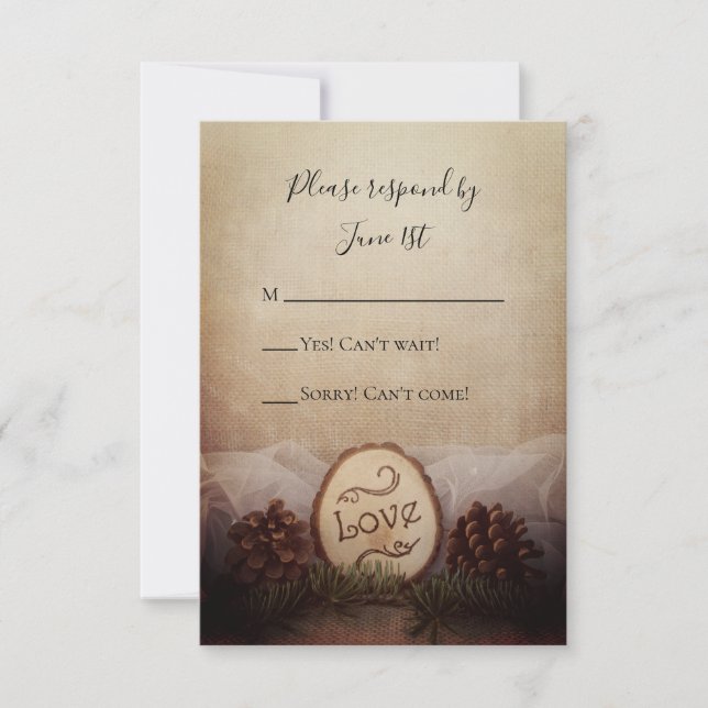 Rustic Pines Woods Wedding RSVP Response (Front)