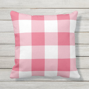 Rustic Pink and White Buffalo Check Plaid Cushion