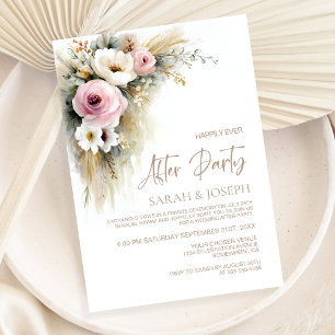Rustic Pink and White Floral Wedding After Party Invitation