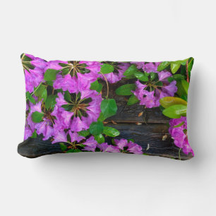 Rustic Pink Azaleas Lumbar Cushion