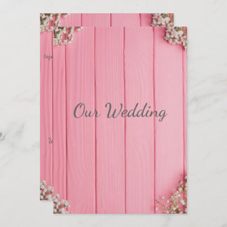 Rustic pink baby’s breath invitation