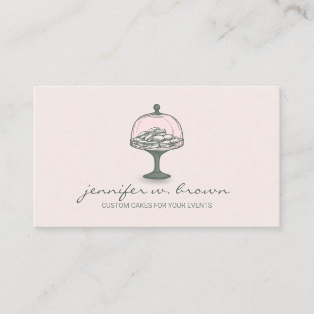 Rustic Pink Bakery Retro Sweets Pastry Macaroon Business Card (Front)