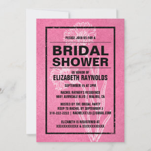 Rustic Pink & Black Bridal Shower Invitations