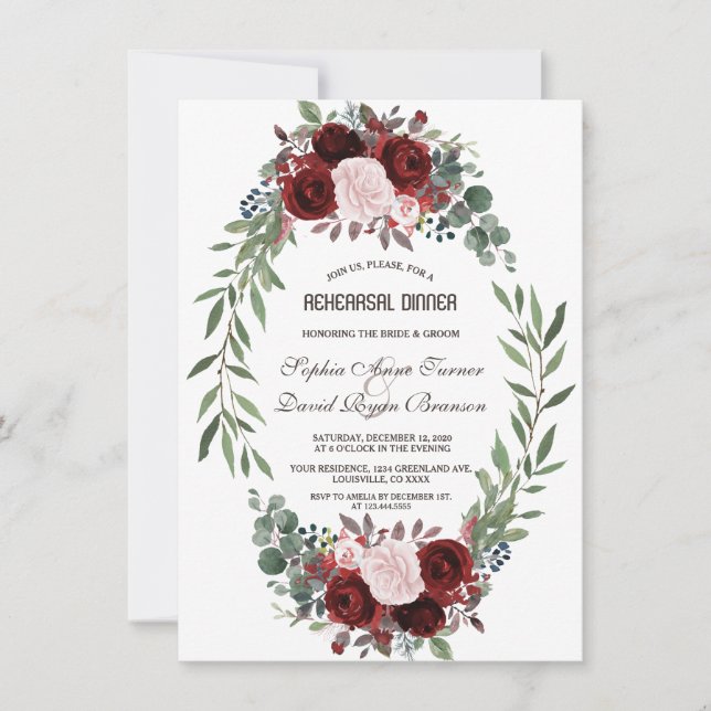 Rustic Pink Blush Floral Bloom Rehearsal Dinner Invitation (Front)