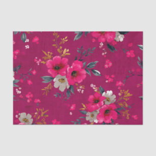 Rustic Pink Bold Botanical Vintage Boho Floral Tissue Paper