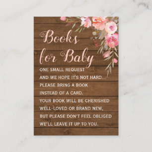 Rustic Pink Books for Baby Request Girl Shower Enclosure Card