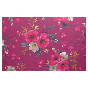 Rustic Pink Botanical Bold Vintage Boho Floral Fabric
