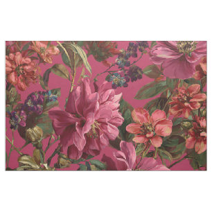 Rustic Pink Botanical Bold Vintage Boho Floral Fabric