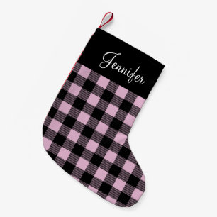 Rustic Pink Buffalo Plaid Small Christmas Stocking